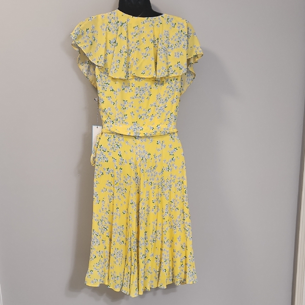 Draper James RSVP Yellow Floral Wrap Midi Dress Size S Southern Belle Feminine - Picture 2 of 10